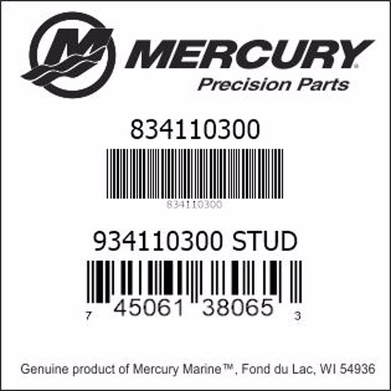 Bar codes for Mercury Marine part number 834110300