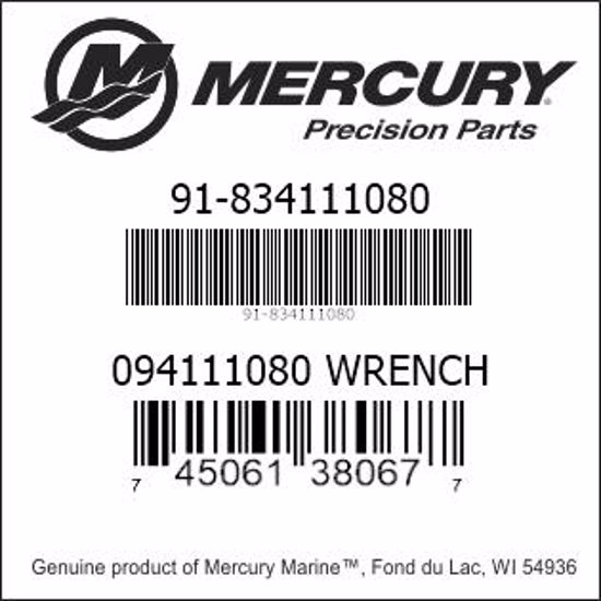Bar codes for Mercury Marine part number 91-834111080
