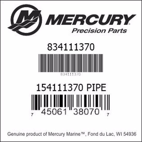 Bar codes for Mercury Marine part number 834111370