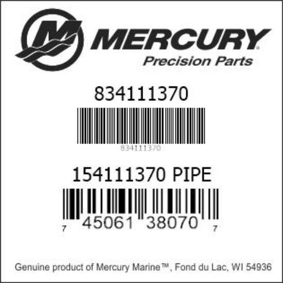 Bar codes for Mercury Marine part number 834111370