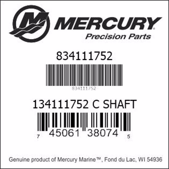 Bar codes for Mercury Marine part number 834111752