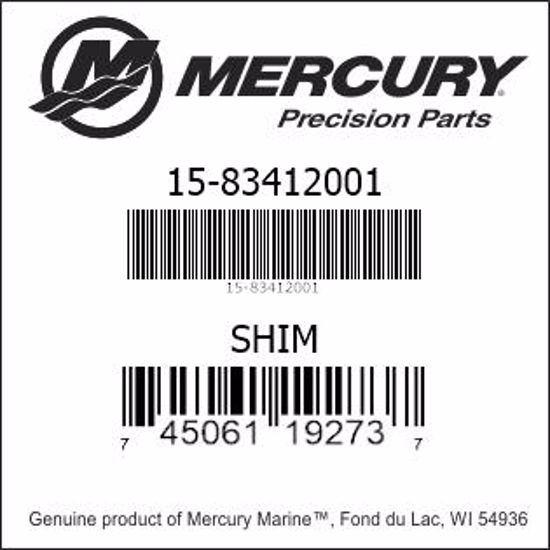 Bar codes for Mercury Marine part number 15-83412001