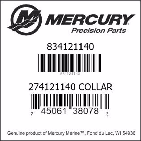 Bar codes for Mercury Marine part number 834121140