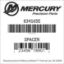 Mercury Marine part number 834165E SPACER Bar codes for Mercury Marine part number 834165E