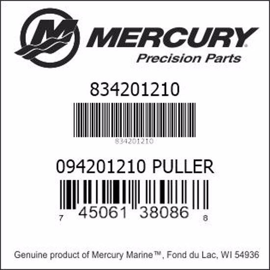 Bar codes for Mercury Marine part number 834201210