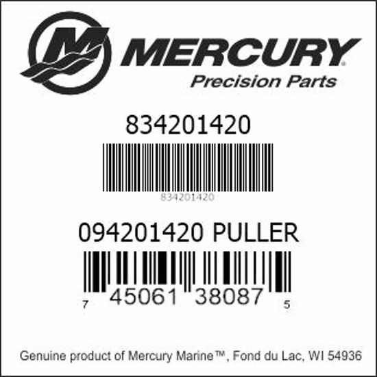 Bar codes for Mercury Marine part number 834201420