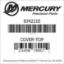 Mercury Marine part number 834221E COVER-TOP Bar codes for Mercury Marine part number 834221E