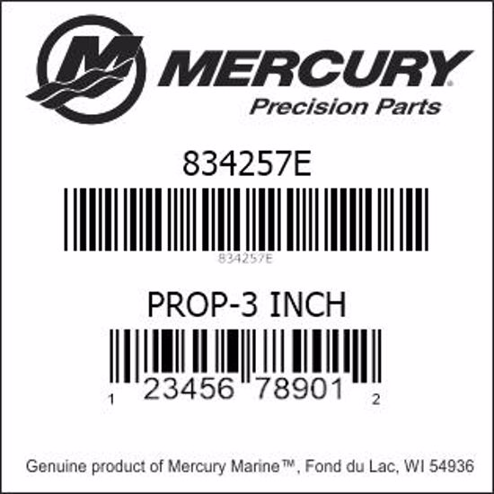 Bar codes for Mercury Marine part number 834257E