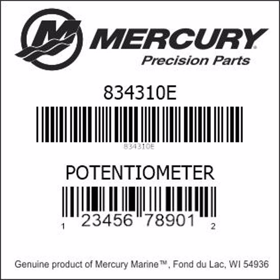 Bar codes for Mercury Marine part number 834310E