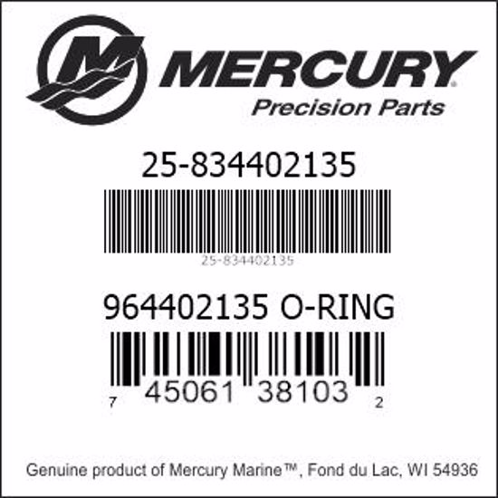 Bar codes for Mercury Marine part number 25-834402135