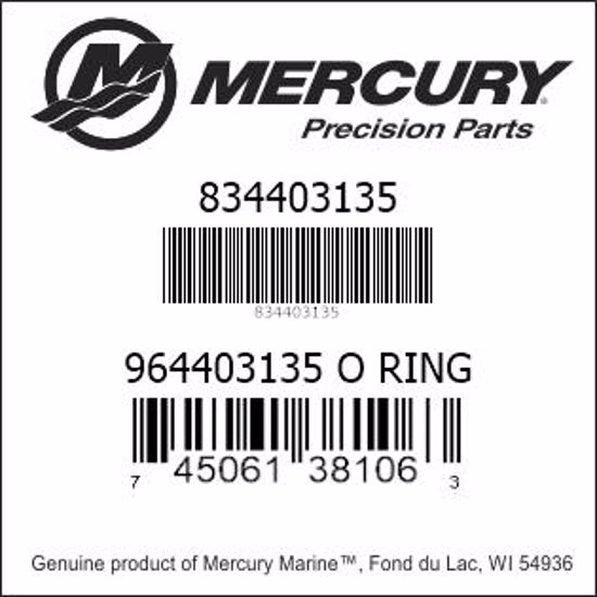 Bar codes for Mercury Marine part number 834403135
