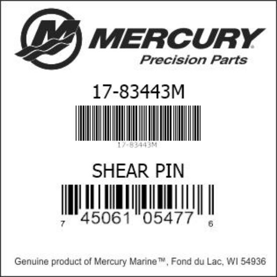 Bar codes for Mercury Marine part number 17-83443M