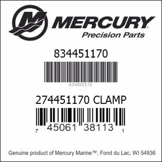 Bar codes for Mercury Marine part number 834451170