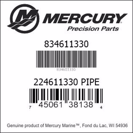 Bar codes for Mercury Marine part number 834611330
