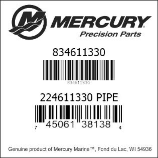 Bar codes for Mercury Marine part number 834611330