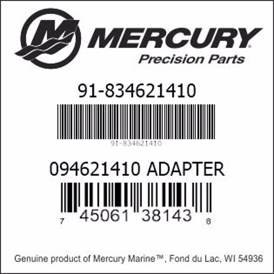 Bar codes for Mercury Marine part number 91-834621410