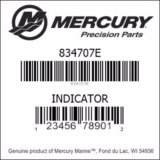 Bar codes for Mercury Marine part number 834707E