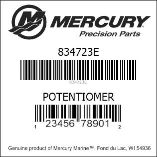 Bar codes for Mercury Marine part number 834723E