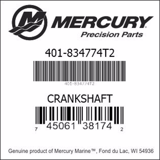 Bar codes for Mercury Marine part number 401-834774T2