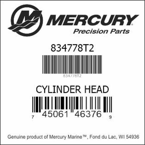 Bar codes for Mercury Marine part number 834778T2