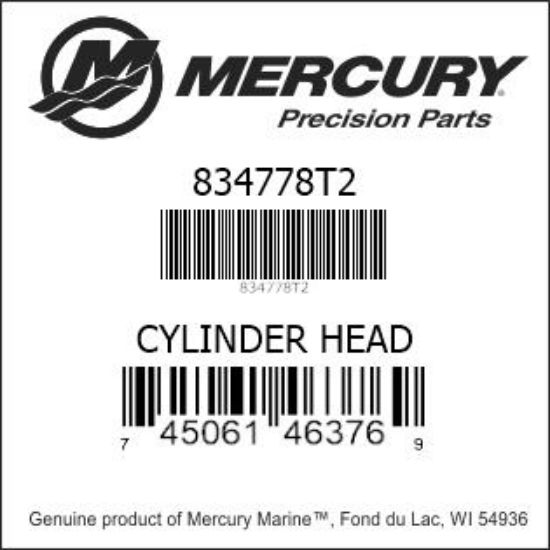 Bar codes for Mercury Marine part number 834778T2