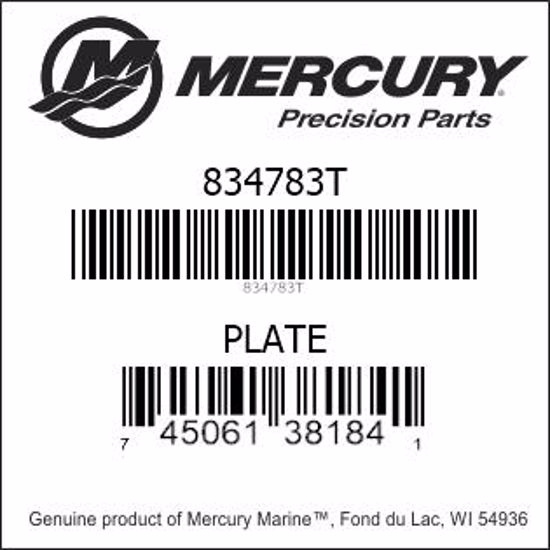 Bar codes for Mercury Marine part number 834783T