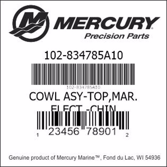 Bar codes for Mercury Marine part number 102-834785A10