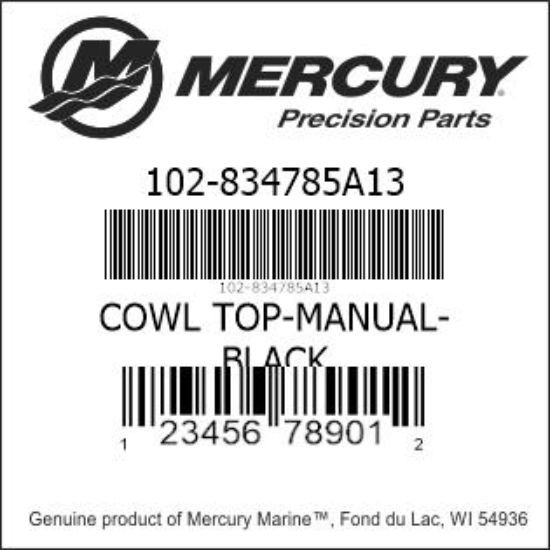 Bar codes for Mercury Marine part number 102-834785A13