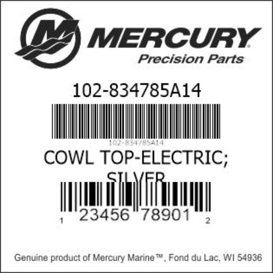 Bar codes for Mercury Marine part number 102-834785A14