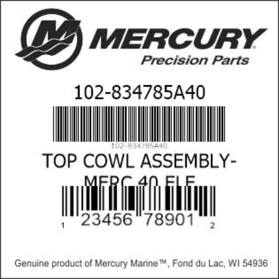 Bar codes for Mercury Marine part number 102-834785A40