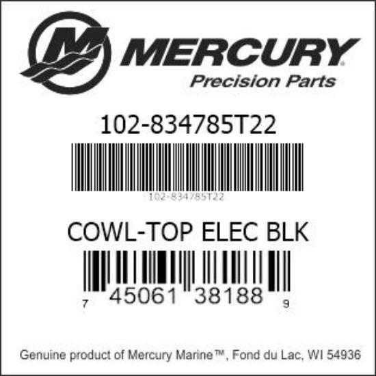 Bar codes for Mercury Marine part number 102-834785T22