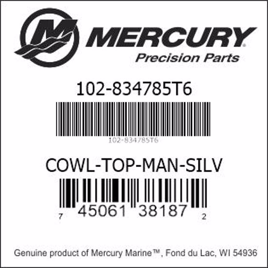 Bar codes for Mercury Marine part number 102-834785T6