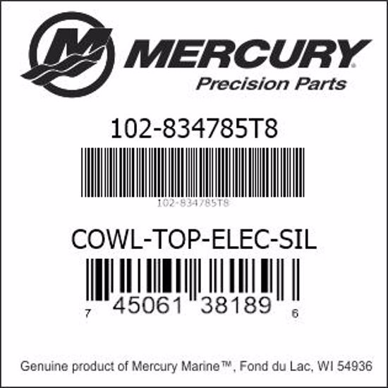 Bar codes for Mercury Marine part number 102-834785T8