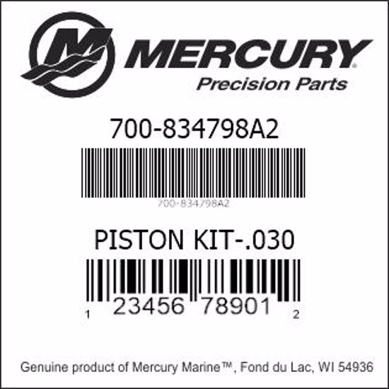 Bar codes for Mercury Marine part number 700-834798A2