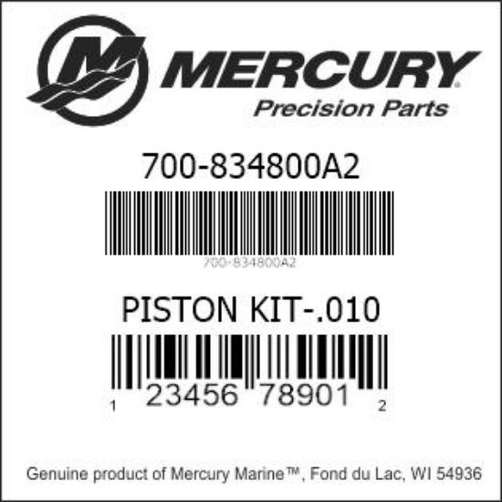 Bar codes for Mercury Marine part number 700-834800A2