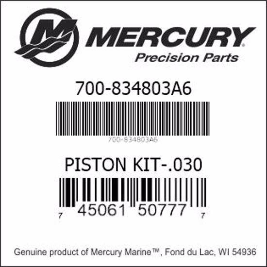 Bar codes for Mercury Marine part number 700-834803A6