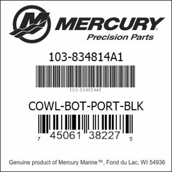 Bar codes for Mercury Marine part number 103-834814A1