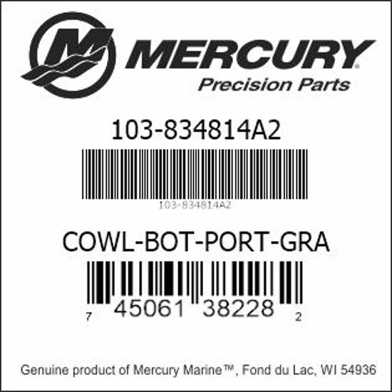 Bar codes for Mercury Marine part number 103-834814A2