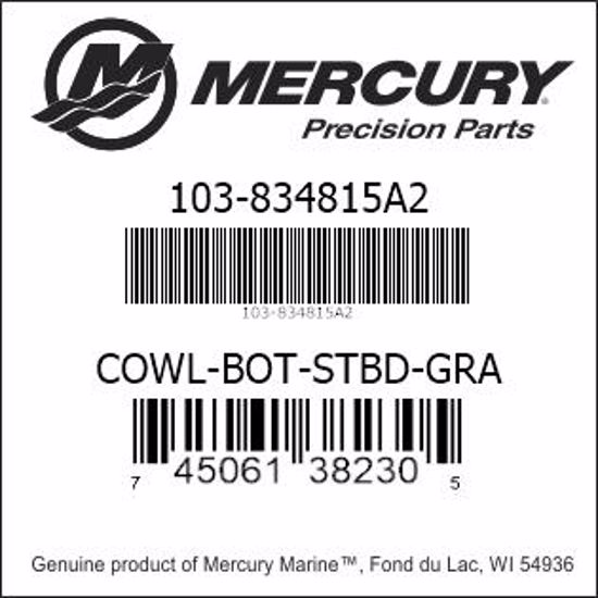 Bar codes for Mercury Marine part number 103-834815A2