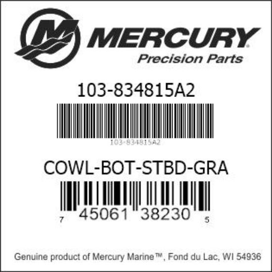 Bar codes for Mercury Marine part number 103-834815A2