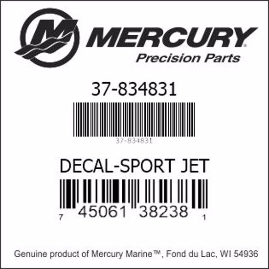 Bar codes for Mercury Marine part number 37-834831