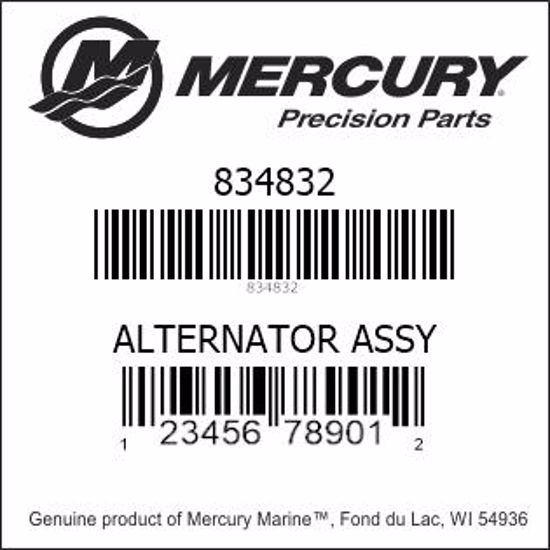 Bar codes for Mercury Marine part number 834832
