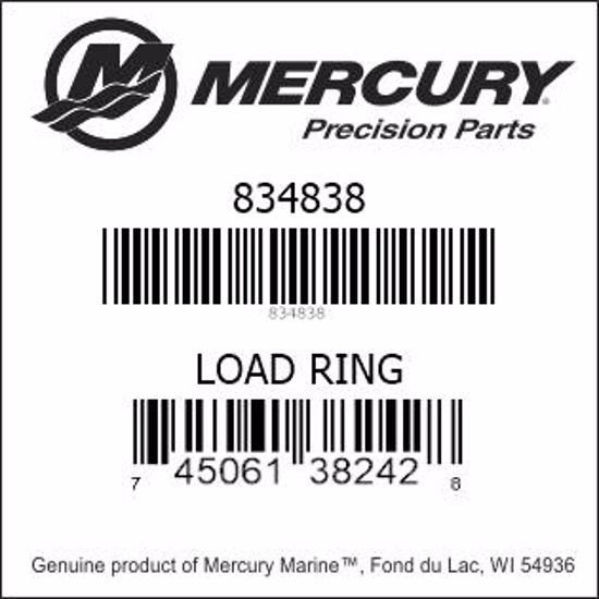 Bar codes for Mercury Marine part number 834838