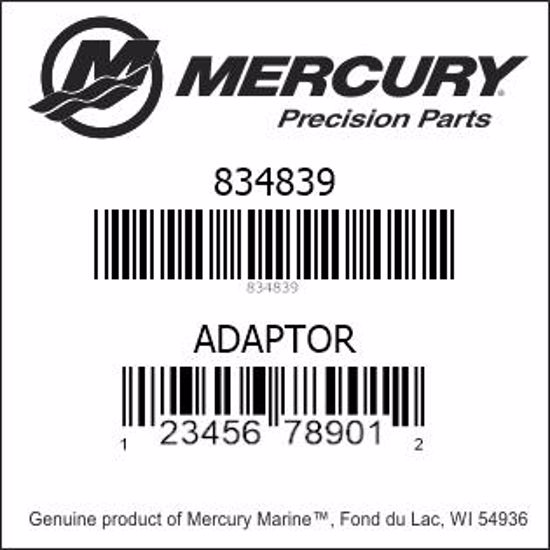 Bar codes for Mercury Marine part number 834839