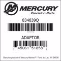Bar codes for Mercury Marine part number 834839Q