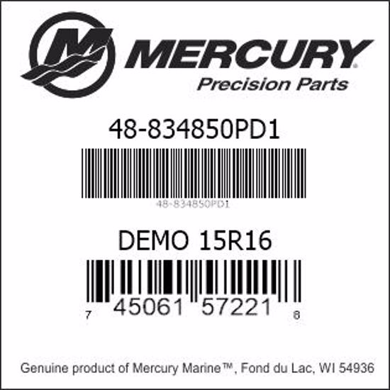 Bar codes for Mercury Marine part number 48-834850PD1