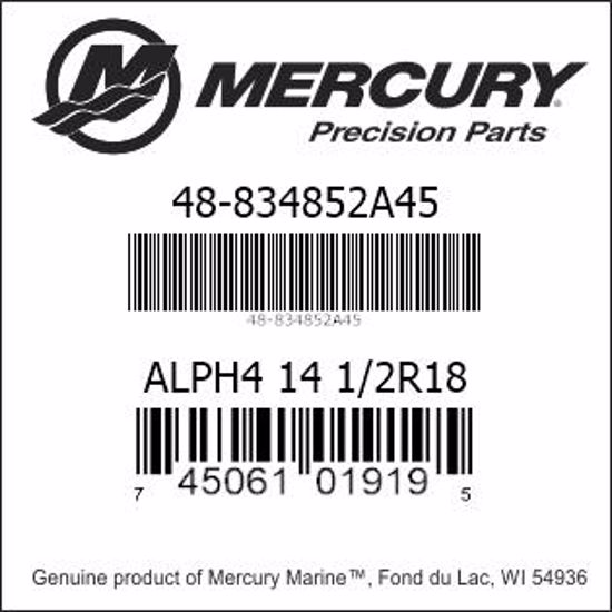 Bar codes for Mercury Marine part number 48-834852A45