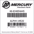 Bar codes for Mercury Marine part number 48-834854A45