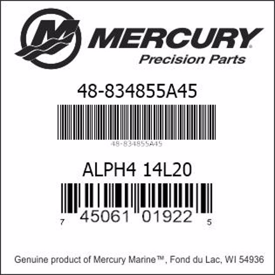 Bar codes for Mercury Marine part number 48-834855A45