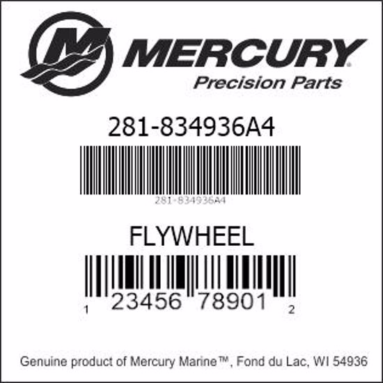 Bar codes for Mercury Marine part number 281-834936A4